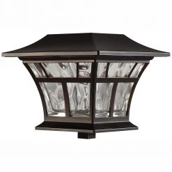 Hampton Bay Solar 15 Lumens Mediterranean Bronze Outdoor Integrated LED 3000K Warm White Landscape Post Cap Light -Hampton Bay Shop mediterranean bronze hampton bay deck post lights 84044 4f 1000
