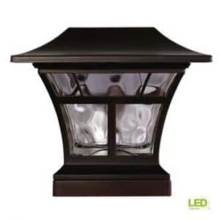 Hampton Bay Solar 15 Lumens Mediterranean Bronze Outdoor Integrated LED 3000K Warm White Landscape Post Cap Light