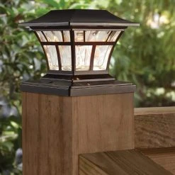 Hampton Bay Solar 15 Lumens Mediterranean Bronze Outdoor Integrated LED 3000K Warm White Landscape Post Cap Light -Hampton Bay Shop mediterranean bronze hampton bay deck post lights 84044 76 1000