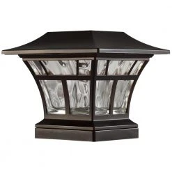 Hampton Bay Solar 15 Lumens Mediterranean Bronze Outdoor Integrated LED 3000K Warm White Landscape Post Cap Light -Hampton Bay Shop mediterranean bronze hampton bay deck post lights 84044 77 1000