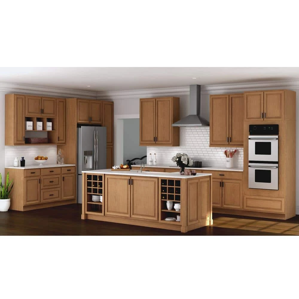 Hampton Bay Hampton Assembled 36x34.5x24 in. Blind Base Corner Kitchen Cabinet in Medium Oak 13 Hampton Bay Hampton Assembled 36x34.5x24 in. Blind Base Corner Kitchen Cabinet in Medium Oak - Image 13