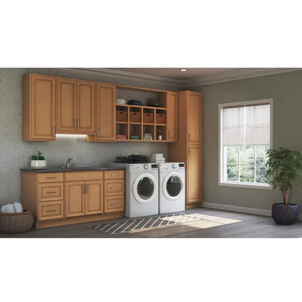 Hampton Bay Hampton Assembled 36x34.5x24 in. Blind Base Corner Kitchen Cabinet in Medium Oak 7 Hampton Bay Hampton Assembled 36x34.5x24 in. Blind Base Corner Kitchen Cabinet in Medium Oak - Image 7