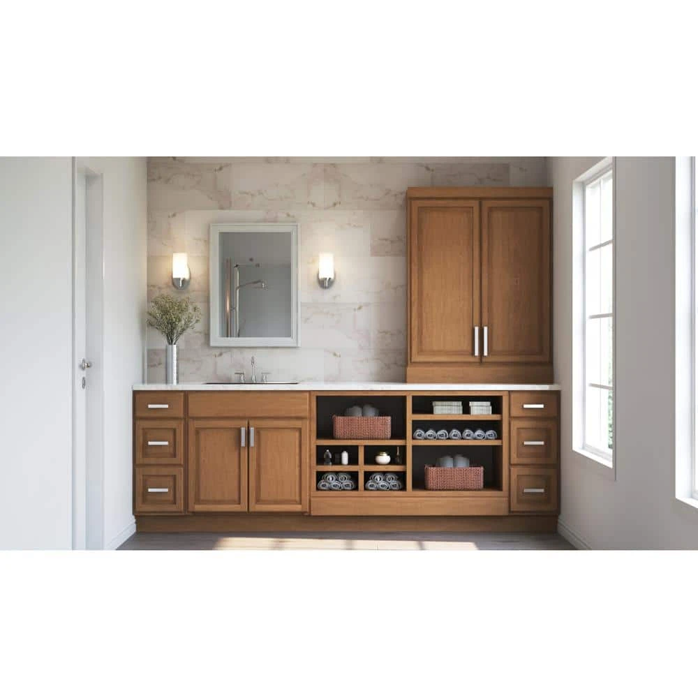 Hampton Bay Hampton Assembled 36x34.5x24 in. Blind Base Corner Kitchen Cabinet in Medium Oak 8 Hampton Bay Hampton Assembled 36x34.5x24 in. Blind Base Corner Kitchen Cabinet in Medium Oak - Image 8