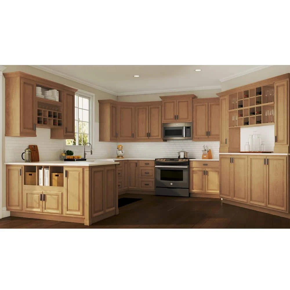 Hampton Bay Hampton Assembled 36x34.5x24 in. Blind Base Corner Kitchen Cabinet in Medium Oak 12 Hampton Bay Hampton Assembled 36x34.5x24 in. Blind Base Corner Kitchen Cabinet in Medium Oak - Image 12