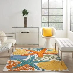Hampton Bay Aloha Multicolor 5 ft. 3 in. x 7 ft. 5 in. Floral Modern Indoor/Outdoor Area Rug -Hampton Bay Shop multicolor hampton bay area rugs 828767 4f 1000