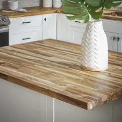 Hampton Bay 6 ft. L x 25 in. D Unfinished Teak Solid Wood Butcher Block Countertop With Square Edge -Hampton Bay Shop natural color hampton bay butcher block countertops 6ft fsc u 4f 1000