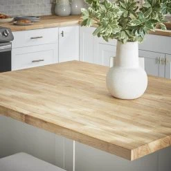 Hampton Bay 10 ft. L x 25 in. D Unfinished Hevea Butcher Block Countertop in With Standard Edge -Hampton Bay Shop natural color unfinished hampton bay butcher block countertops thd hbu 0005 4f 1000