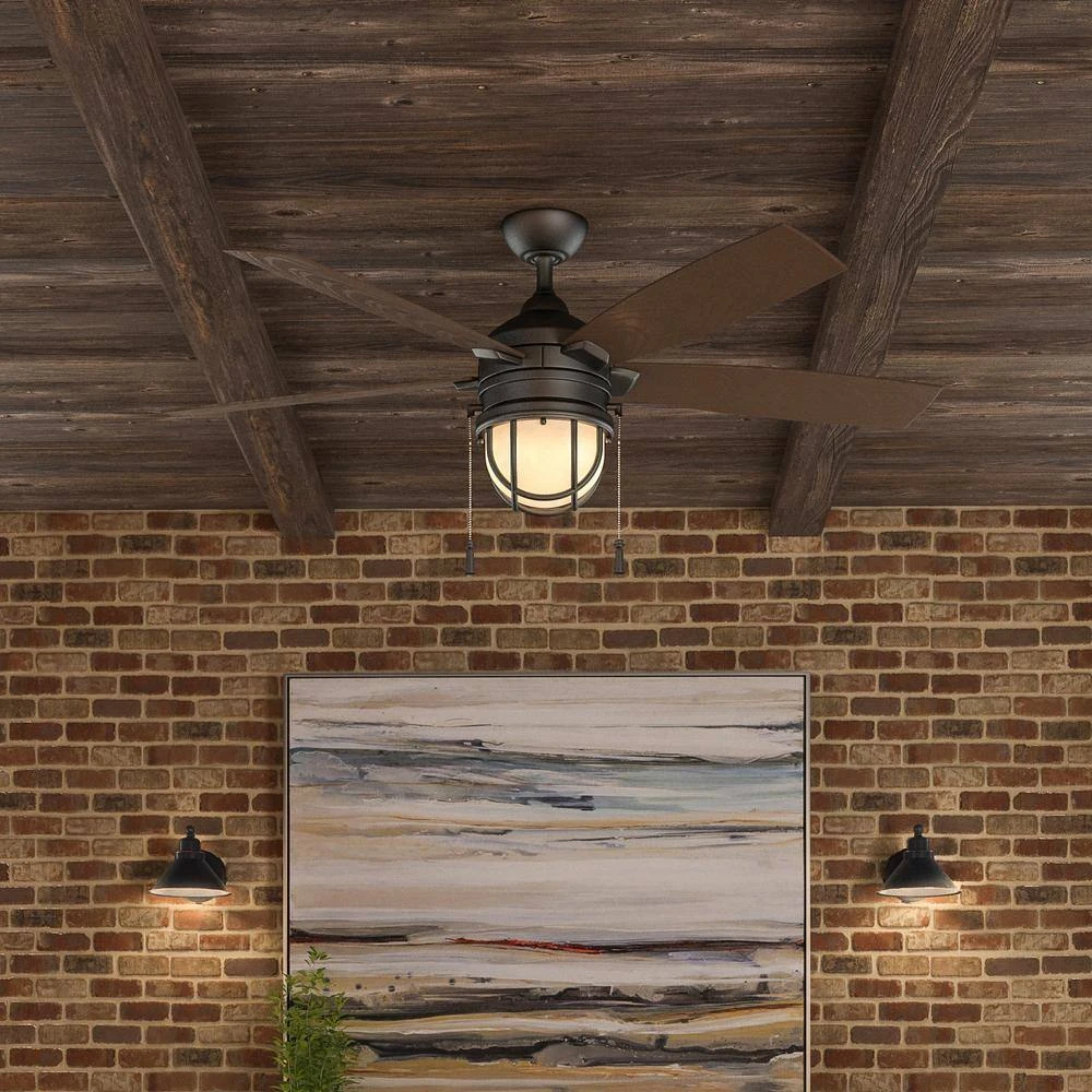Hampton Bay Seaport 52 in. LED Indoor/Outdoor Natural Iron Ceiling Fan with Light Kit 11 Hampton Bay Seaport 52 in. LED Indoor/Outdoor Natural Iron Ceiling Fan with Light Kit - Image 11