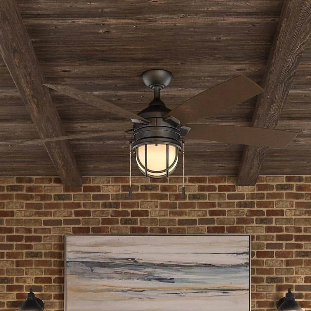 Hampton Bay Seaport 52 in. LED Indoor/Outdoor Natural Iron Ceiling Fan with Light Kit 2 Hampton Bay Seaport 52 in. LED Indoor/Outdoor Natural Iron Ceiling Fan with Light Kit - Image 2