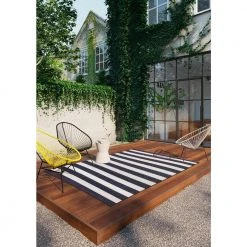 Hampton Bay Nautical Stripes Navy 8 ft. x 10 ft. Indoor/Outdoor Area Rug -Hampton Bay Shop navy hampton bay outdoor rugs 3002408 31 1000