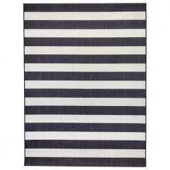 Hampton Bay Nautical Stripes Navy 8 ft. x 10 ft. Indoor/Outdoor Area Rug