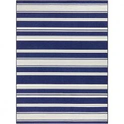 Hampton Bay Stripes Navy/White 5 ft. x 7 ft. Indoor/Outdoor Area Rug