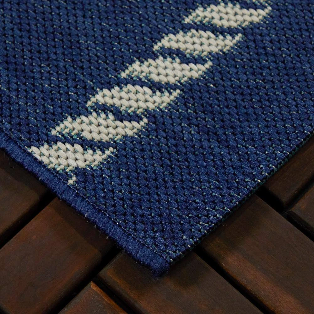 Hampton Bay Stripes Navy 5 ft. 3 in. x 7 ft. Indoor/Outdoor Area Rug 5 Hampton Bay Stripes Navy 5 ft. 3 in. x 7 ft. Indoor/Outdoor Area Rug - Image 5