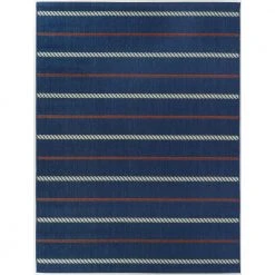 Hampton Bay Stripes Navy 5 ft. 3 in. x 7 ft. Indoor/Outdoor Area Rug