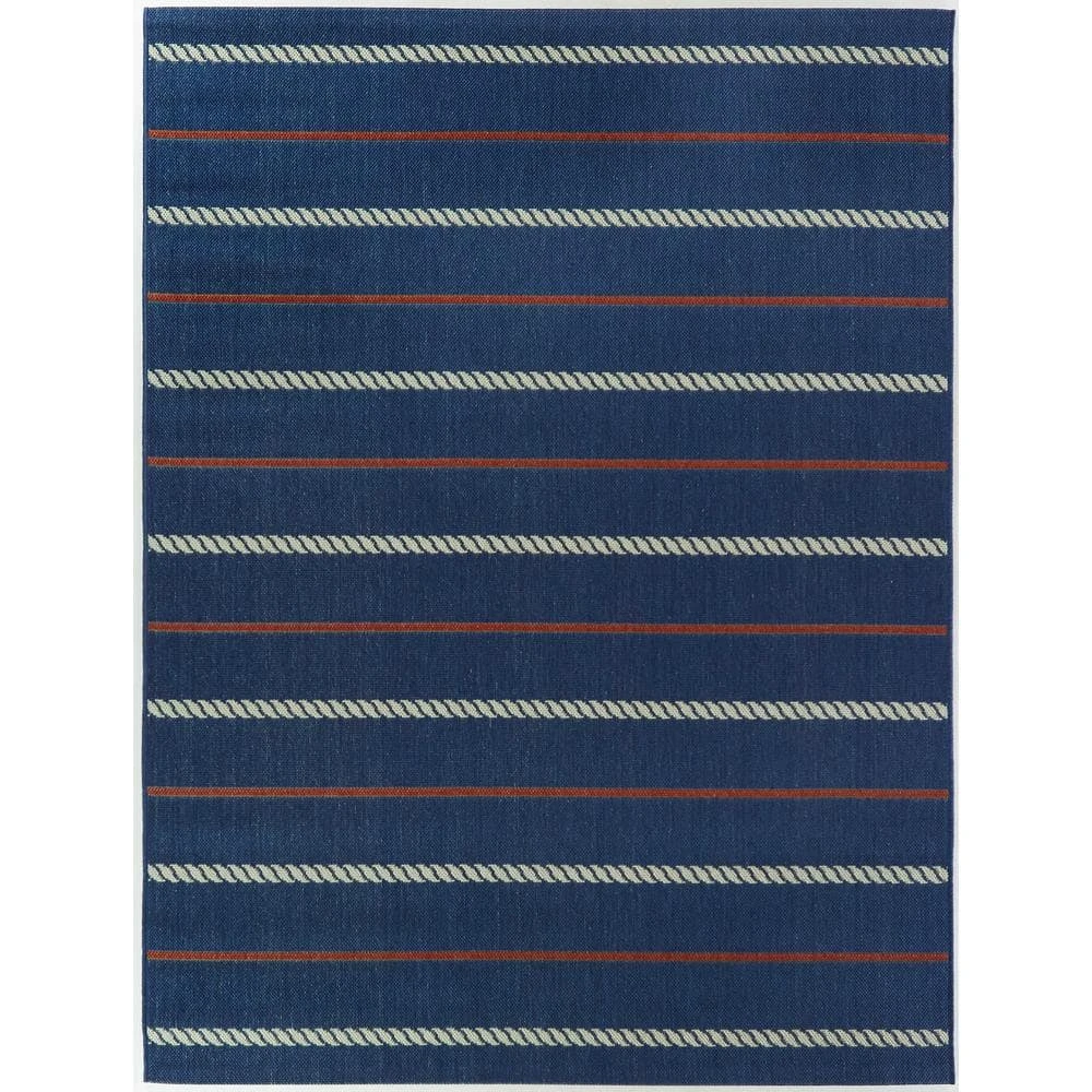 Hampton Bay Stripes Navy 5 ft. 3 in. x 7 ft. Indoor/Outdoor Area Rug 1 Hampton Bay Stripes Navy 5 ft. 3 in. x 7 ft. Indoor/Outdoor Area Rug