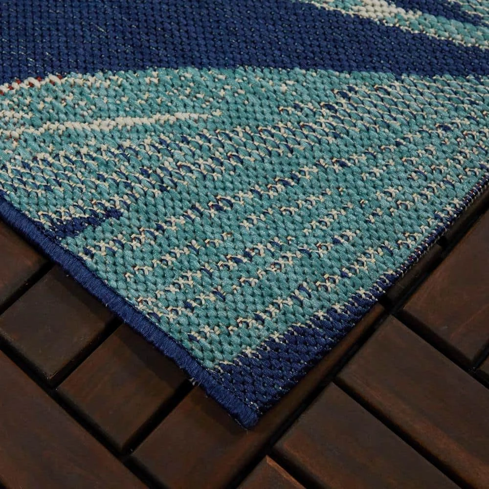 Hampton Bay Palm Blue 8 ft. x 10 ft. Argyle Indoor/Outdoor Area Rug 5 Hampton Bay Palm Blue 8 ft. x 10 ft. Argyle Indoor/Outdoor Area Rug - Image 5