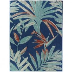 Hampton Bay Palm Blue 8 ft. x 10 ft. Argyle Indoor/Outdoor Area Rug