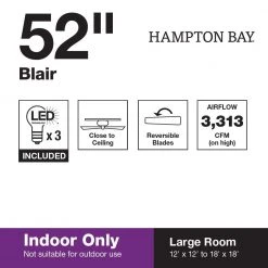 Hampton Bay Blair 52 in. LED Indoor Oil-Rubbed Bronze Ceiling Fan with Light Kit 19 Hampton Bay Blair 52 in. LED Indoor Oil-Rubbed Bronze Ceiling Fan with Light Kit -Hampton Bay Shop oil rubbed bronze hampton bay ceiling fans with lights 51732 1f 1000