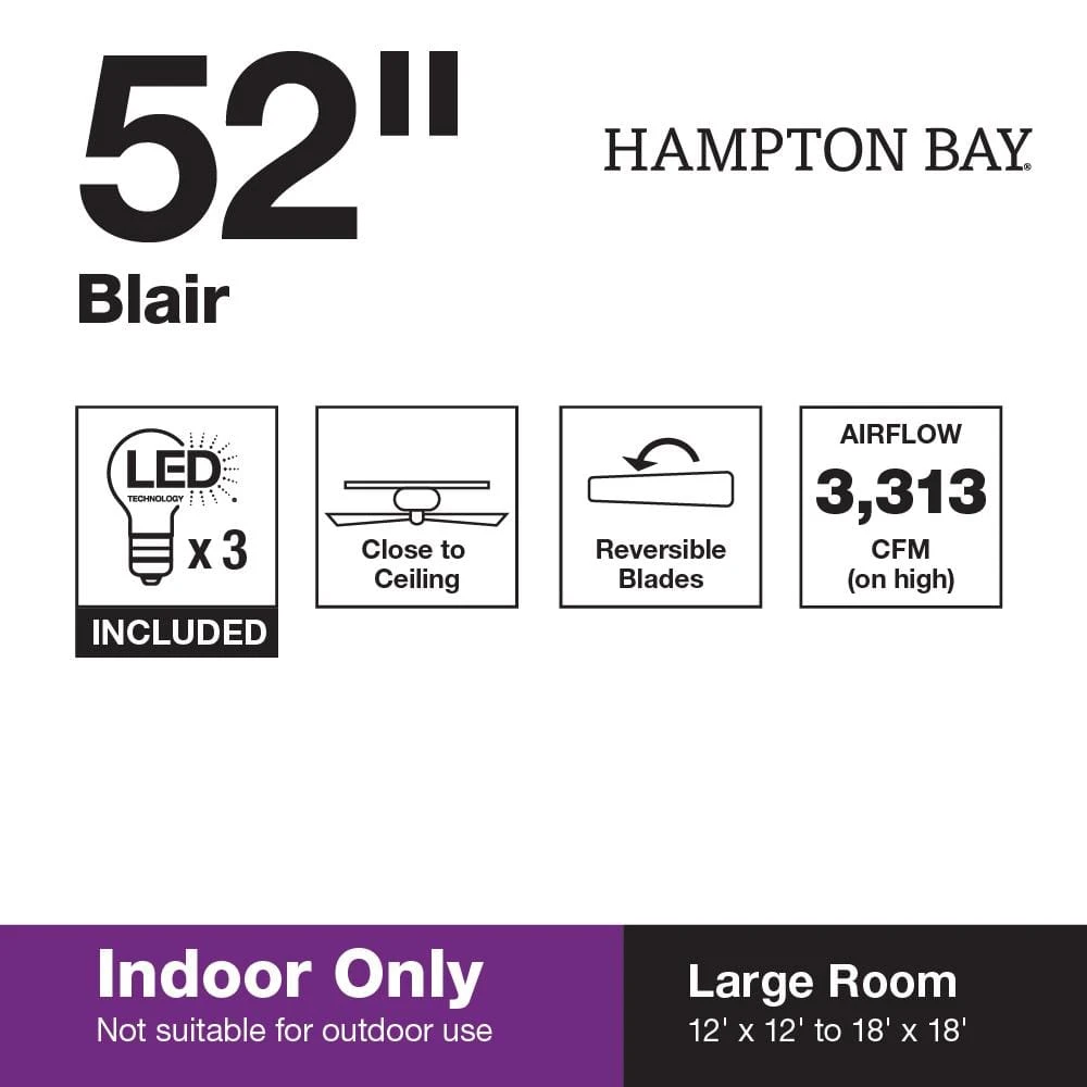 Hampton Bay Blair 52 in. LED Indoor Oil-Rubbed Bronze Ceiling Fan with Light Kit 10 Hampton Bay Blair 52 in. LED Indoor Oil-Rubbed Bronze Ceiling Fan with Light Kit - Image 10