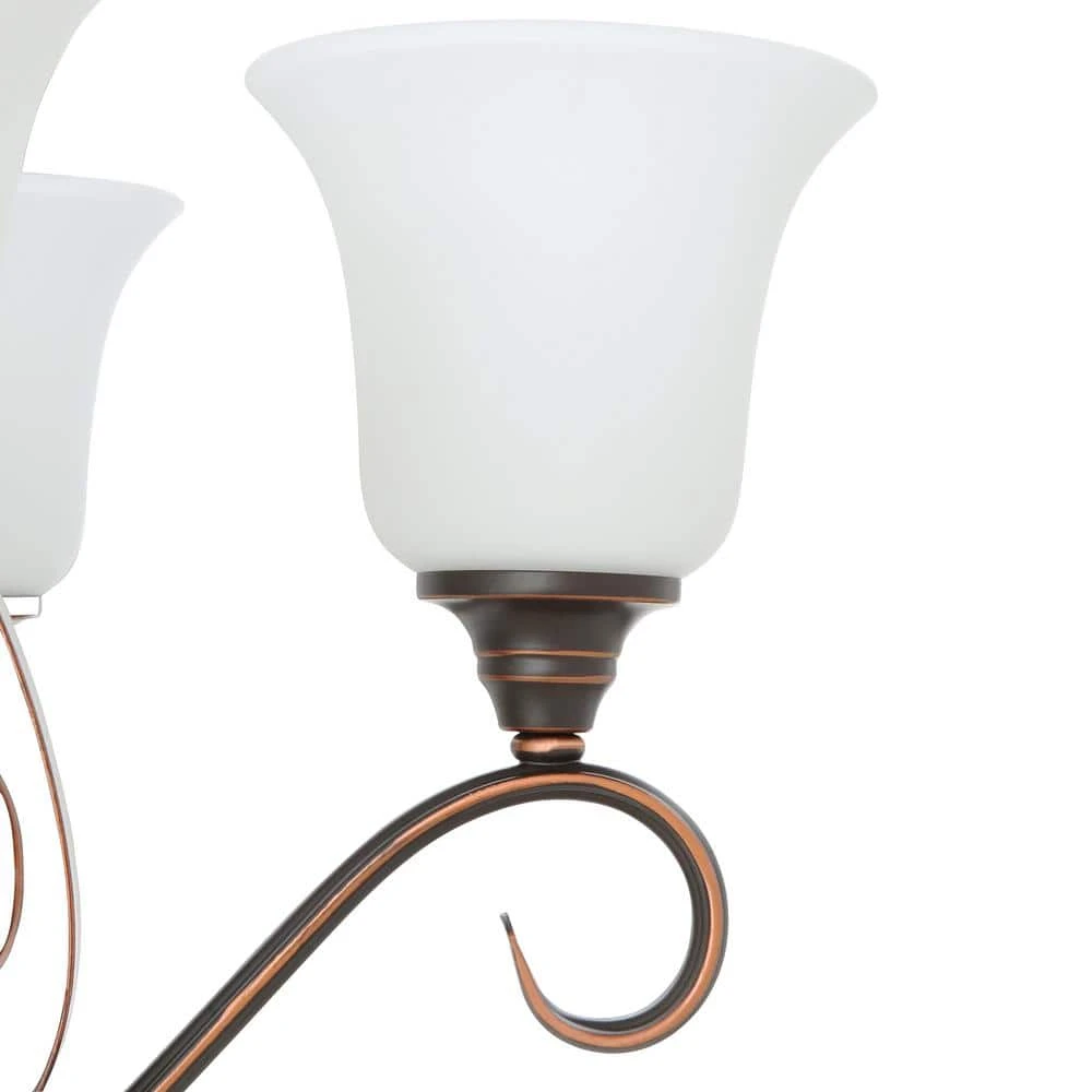 Hampton Bay Westwood 5-Light Oil-Rubbed Bronze Chandelier with Frosted White Glass Shades 6 Hampton Bay Westwood 5-Light Oil-Rubbed Bronze Chandelier with Frosted White Glass Shades - Image 6