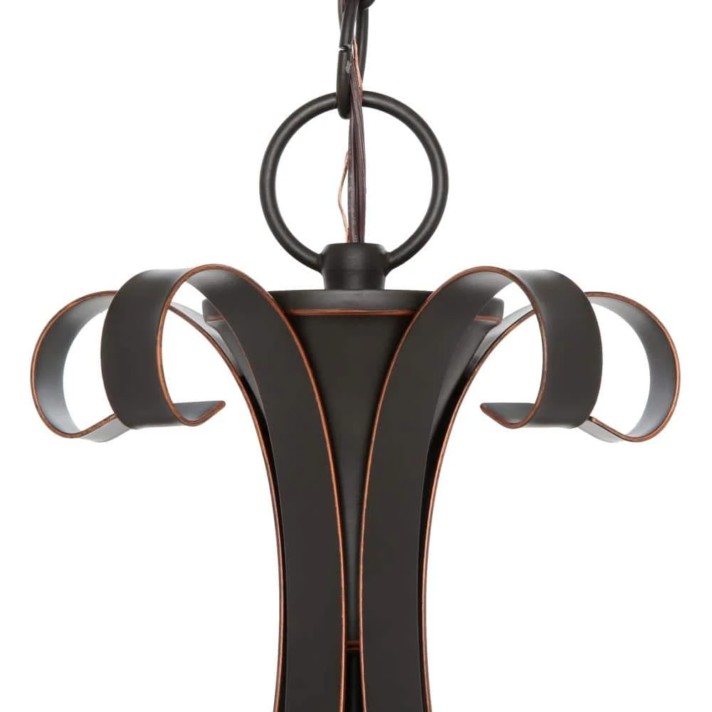 Hampton Bay Westwood 5-Light Oil-Rubbed Bronze Chandelier with Frosted White Glass Shades 4 Hampton Bay Westwood 5-Light Oil-Rubbed Bronze Chandelier with Frosted White Glass Shades - Image 4
