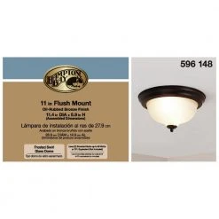 Hampton Bay 11 in. 2-Light Oil-Rubbed Bronze Flush Mount with Frosted Swirl Glass Shade -Hampton Bay Shop oil rubbed bronze hampton bay flush mount lights fzp8012a orb 1f 1000