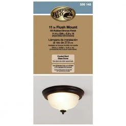 Hampton Bay 11 in. 2-Light Oil-Rubbed Bronze Flush Mount with Frosted Swirl Glass Shade -Hampton Bay Shop oil rubbed bronze hampton bay flush mount lights fzp8012a orb 4f 1000