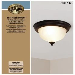 Hampton Bay 11 in. 2-Light Oil-Rubbed Bronze Flush Mount with Frosted Swirl Glass Shade -Hampton Bay Shop oil rubbed bronze hampton bay flush mount lights fzp8012a orb c3 1000
