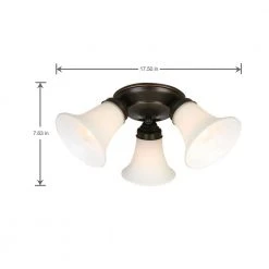 Hampton Bay 17.5 in. 3-Light Oil-Rubbed Bronze Flush Mount with Bell Shaped Frosted Glass Shades -Hampton Bay Shop oil rubbed bronze hampton bay flush mount lights isr8083a 2 1d 1000