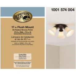 Hampton Bay 17.5 in. 3-Light Oil-Rubbed Bronze Flush Mount with Bell Shaped Frosted Glass Shades -Hampton Bay Shop oil rubbed bronze hampton bay flush mount lights isr8083a 2 4f 1000