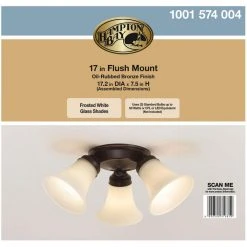 Hampton Bay 17.5 in. 3-Light Oil-Rubbed Bronze Flush Mount with Bell Shaped Frosted Glass Shades -Hampton Bay Shop oil rubbed bronze hampton bay flush mount lights isr8083a 2 c3 1000