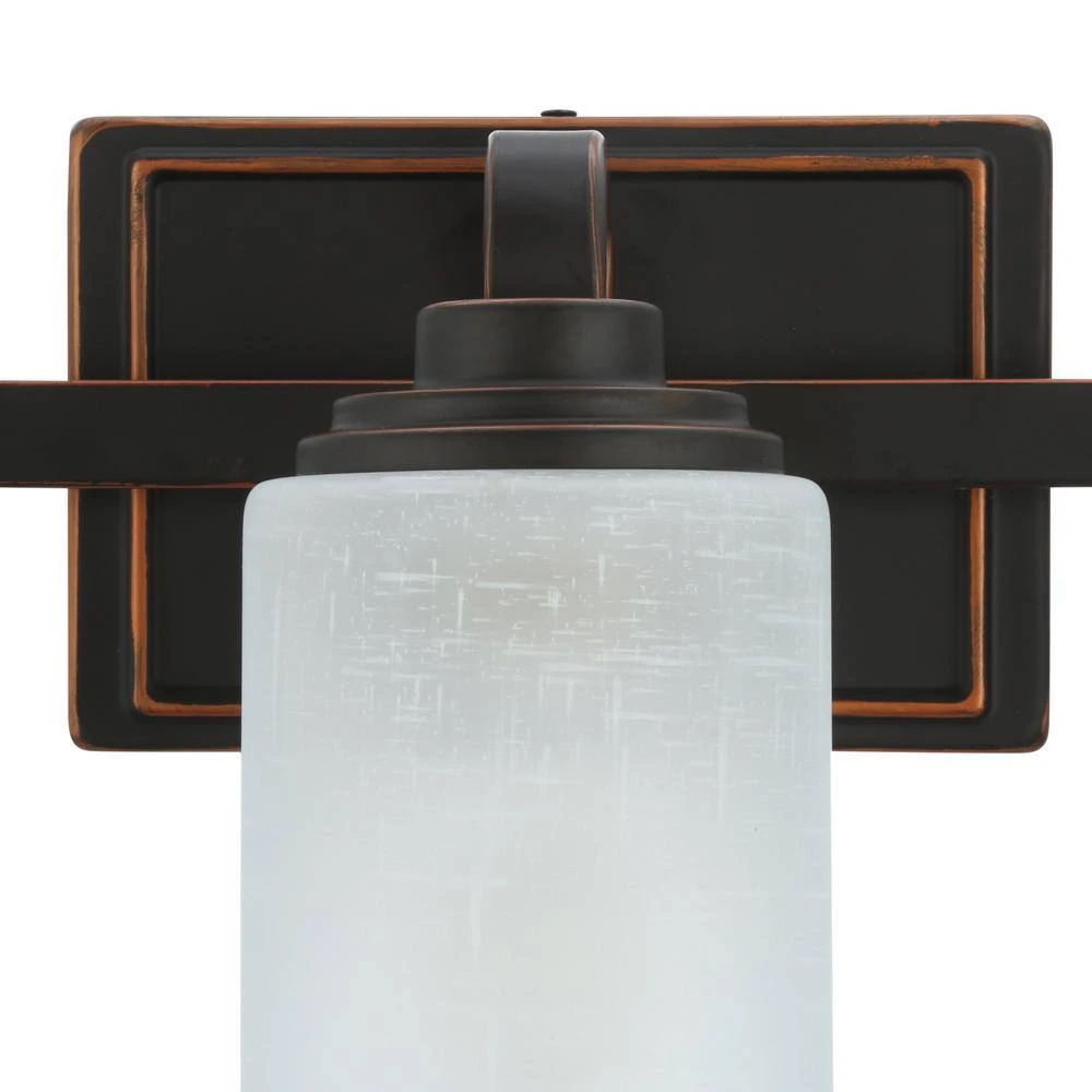 Hampton Bay 3-Light 21 in. Oil-Rubbed Bronze Contemporary Bathroom Vanity Light with Frosted Patterned Glass Shade 5 Hampton Bay 3-Light 21 in. Oil-Rubbed Bronze Contemporary Bathroom Vanity Light with Frosted Patterned Glass Shade - Image 5