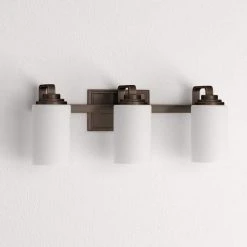 Hampton Bay 3-Light 21 in. Oil-Rubbed Bronze Contemporary Bathroom Vanity Light with Frosted Patterned Glass Shade 21 Hampton Bay 3-Light 21 in. Oil-Rubbed Bronze Contemporary Bathroom Vanity Light with Frosted Patterned Glass Shade -Hampton Bay Shop oil rubbed bronze hampton bay vanity lighting wb1001 vf 1f 1000