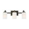 Hampton Bay 3-Light 21 in. Oil-Rubbed Bronze Contemporary Bathroom Vanity Light with Frosted Patterned Glass Shade