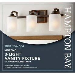 Hampton Bay 3-Light 21 in. Oil-Rubbed Bronze Contemporary Bathroom Vanity Light with Frosted Patterned Glass Shade 24 Hampton Bay 3-Light 21 in. Oil-Rubbed Bronze Contemporary Bathroom Vanity Light with Frosted Patterned Glass Shade -Hampton Bay Shop oil rubbed bronze hampton bay vanity lighting wb1001 vf 76 1000