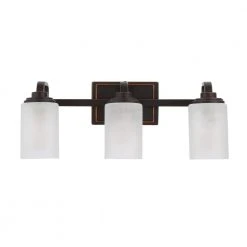 Hampton Bay 3-Light 21 in. Oil-Rubbed Bronze Contemporary Bathroom Vanity Light with Frosted Patterned Glass Shade 23 Hampton Bay 3-Light 21 in. Oil-Rubbed Bronze Contemporary Bathroom Vanity Light with Frosted Patterned Glass Shade -Hampton Bay Shop oil rubbed bronze hampton bay vanity lighting wb1001 vf fa 1000