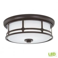 Hampton Bay Portland Court 14 in. 1-Light Oil Rubbed Bronze with Gold Highlights LED Flush Mount -Hampton Bay Shop oil rubbed bronze with gold highlights hampton bay flush mount lights 23984 77 1000