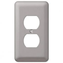Hampton Bay Declan 1 Gang Duplex Steel Wall Plate - Pewter (2-Pack) -Hampton Bay Shop pewter hampton bay outlet wall plates 2dpwhb 2 4f 1000