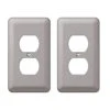 Hampton Bay Declan 1 Gang Duplex Steel Wall Plate - Pewter (2-Pack)