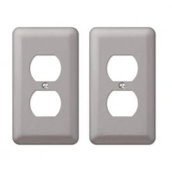 Hampton Bay Declan 1 Gang Duplex Steel Wall Plate - Pewter (2-Pack)