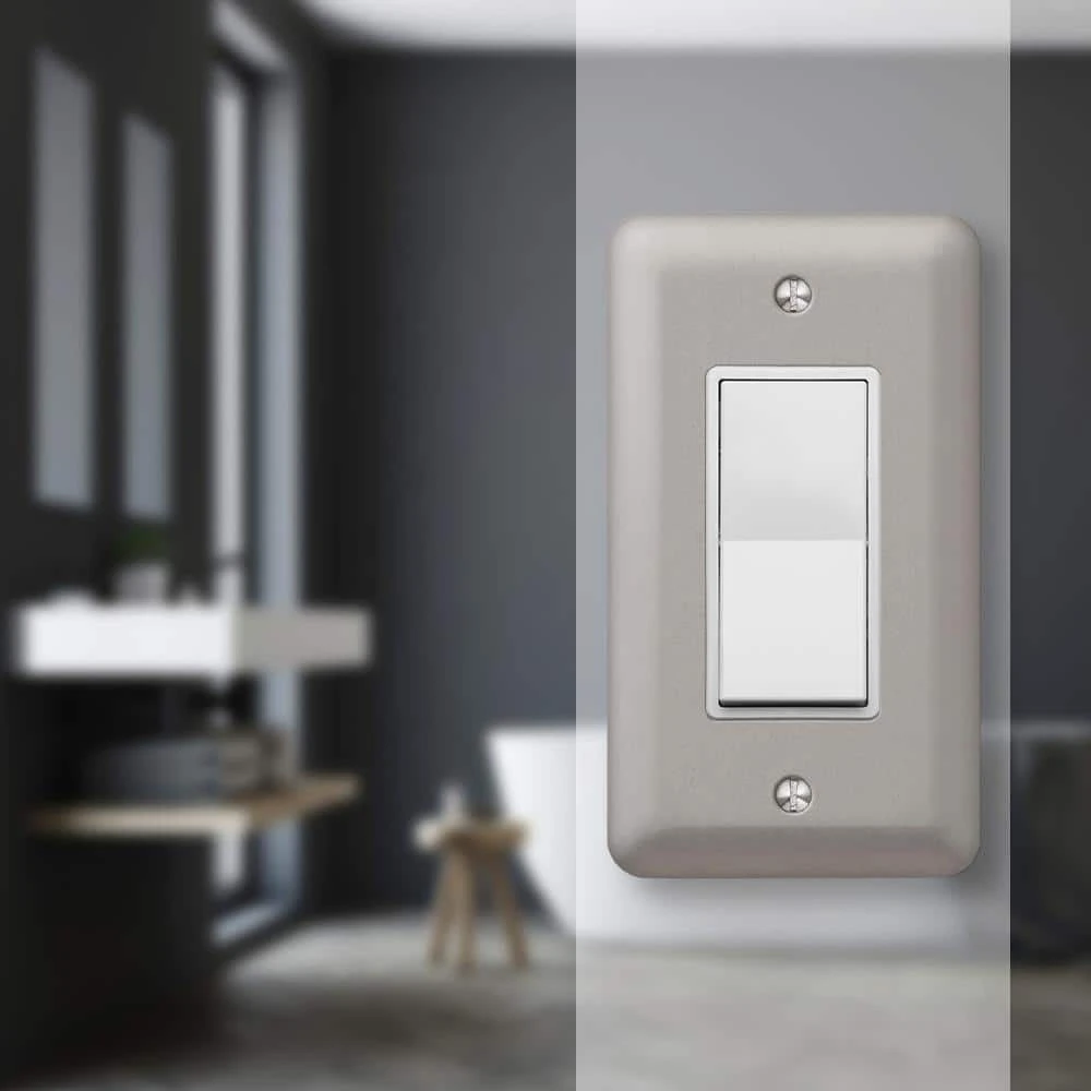 Hampton Bay Declan 1 Gang Rocker Steel Wall Plate - Pewter 2 Hampton Bay Declan 1 Gang Rocker Steel Wall Plate - Pewter - Image 2