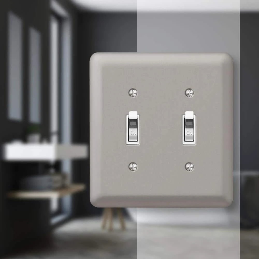 Hampton Bay Declan 2 Gang Toggle Steel Wall Plate - Pewter 2 Hampton Bay Declan 2 Gang Toggle Steel Wall Plate - Pewter - Image 2