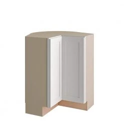 Hampton Bay Courtland Shaker Assembled 30 in. x 34.5 in. x 30 in. Stock Lazy Susan Corner Base Left Kitchen Cabinet in Polar White
