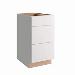 Hampton Bay Courtland Shaker Assembled 18 in. x 34.5 in. x 24 in. Stock Drawer Base Kitchen Cabinet in Polar White