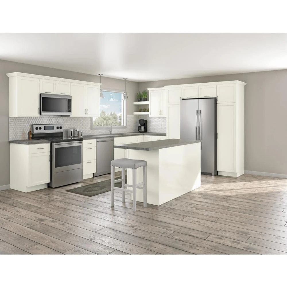 Hampton Bay Courtland Polar White Finish Shaker Stock Assembled Apron Front Sink Base Kitchen Cabinet 36 in. x 34.5 in. x 24 in. 2 Hampton Bay Courtland Polar White Finish Shaker Stock Assembled Apron Front Sink Base Kitchen Cabinet 36 in. x 34.5 in. x 24 in. - Image 2