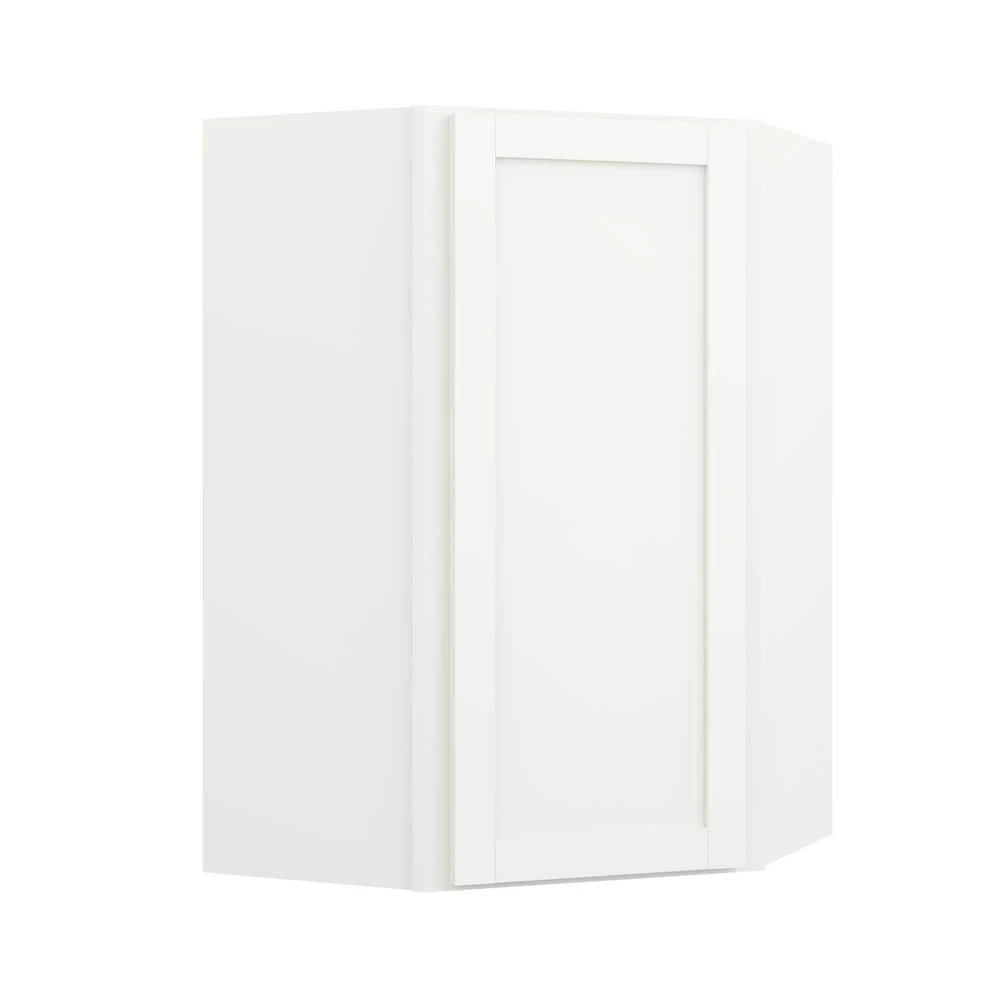 Hampton Bay Finish Courtland Shaker Assembled Stock Corner Wall Kitchen Cabinet in Polar White 36 in. W x 24 in. D 1 Hampton Bay Finish Courtland Shaker Assembled Stock Corner Wall Kitchen Cabinet in Polar White 36 in. W x 24 in. D