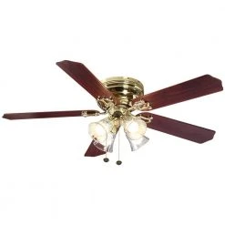 Hampton Bay Carriage House 52 in. Indoor LED Polished Brass Ceiling Fan with Light Kit, Reversible Motor and Reversible Blades -Hampton Bay Shop polished brass hampton bay ceiling fans with lights 46008 1d 1000