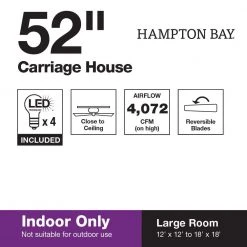 Hampton Bay Carriage House 52 in. Indoor LED Polished Brass Ceiling Fan with Light Kit, Reversible Motor and Reversible Blades -Hampton Bay Shop polished brass hampton bay ceiling fans with lights 46008 1f 1000