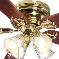 Hampton Bay Carriage House 52 in. Indoor LED Polished Brass Ceiling Fan with Light Kit, Reversible Motor and Reversible Blades -Hampton Bay Shop polished brass hampton bay ceiling fans with lights 46008 44 1000