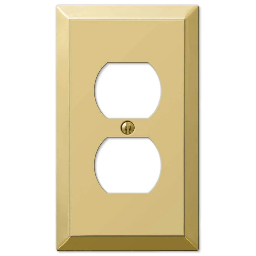 Hampton Bay Metallic Polished Brass 1-Gang Duplex Outlet Steel Wall Plate (2-Pack) 1 Hampton Bay Metallic Polished Brass 1-Gang Duplex Outlet Steel Wall Plate (2-Pack)